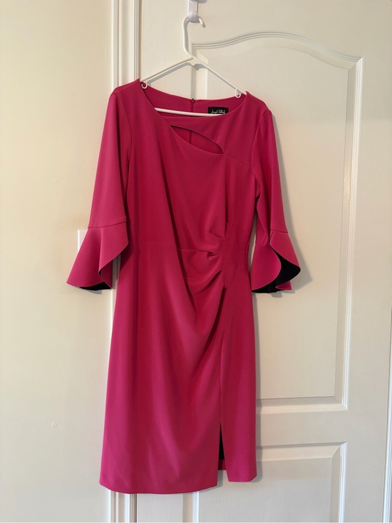 Joseph Ribkoff Dresses & Skirts - Joseph Ribkoff Fuchsia Midi Dress with Ruffle Sleeves